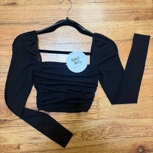 NWT Princess Polly Black Long Sleeve mesh Top